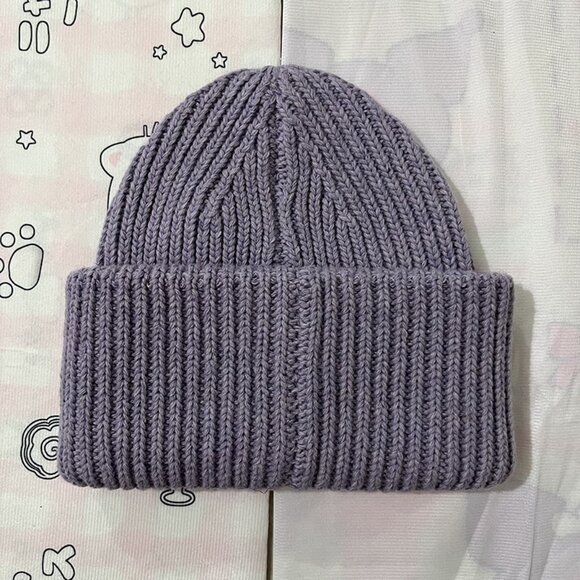 Acne Studios Embroidered Smiley Face Knit Hat Purple - Picture 3 of 5